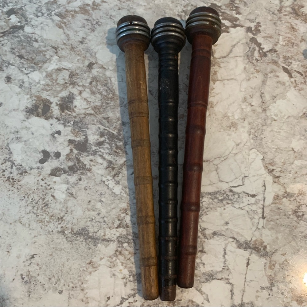 Vintage 3 Wood Spools Retro Tread Wool Thread